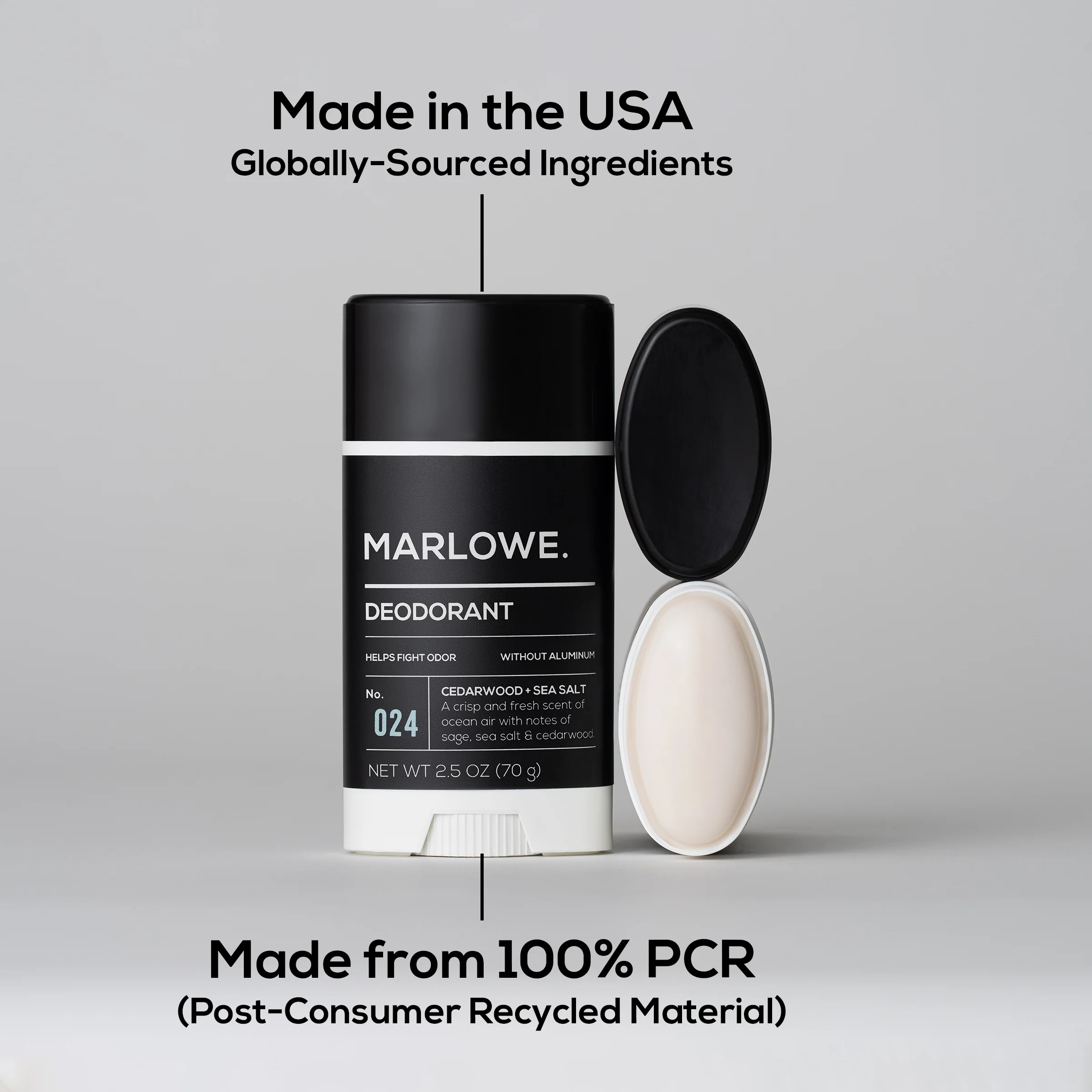 Aluminum-Free Deodorant Stick  — Cedarwood + Sea Salt Scent - Image 3